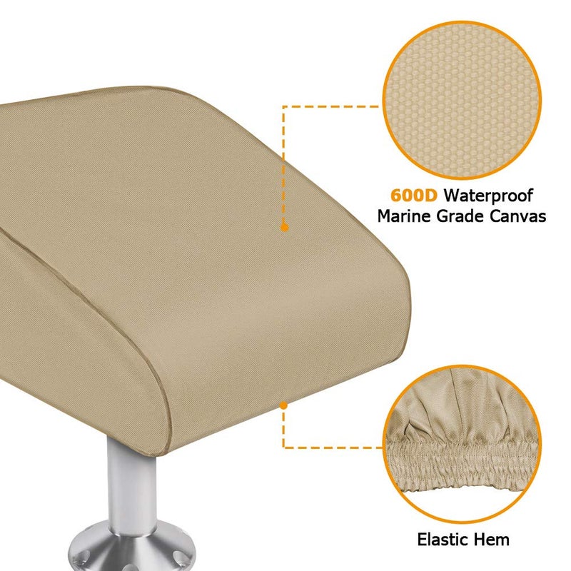 iCOVER Boat Folding Seat Cover-2 Pack 600 Denier Canvas Waterproof Heavy-Duty Weather Resistant Material Trailerable Fishing Chair Covers - Image 2